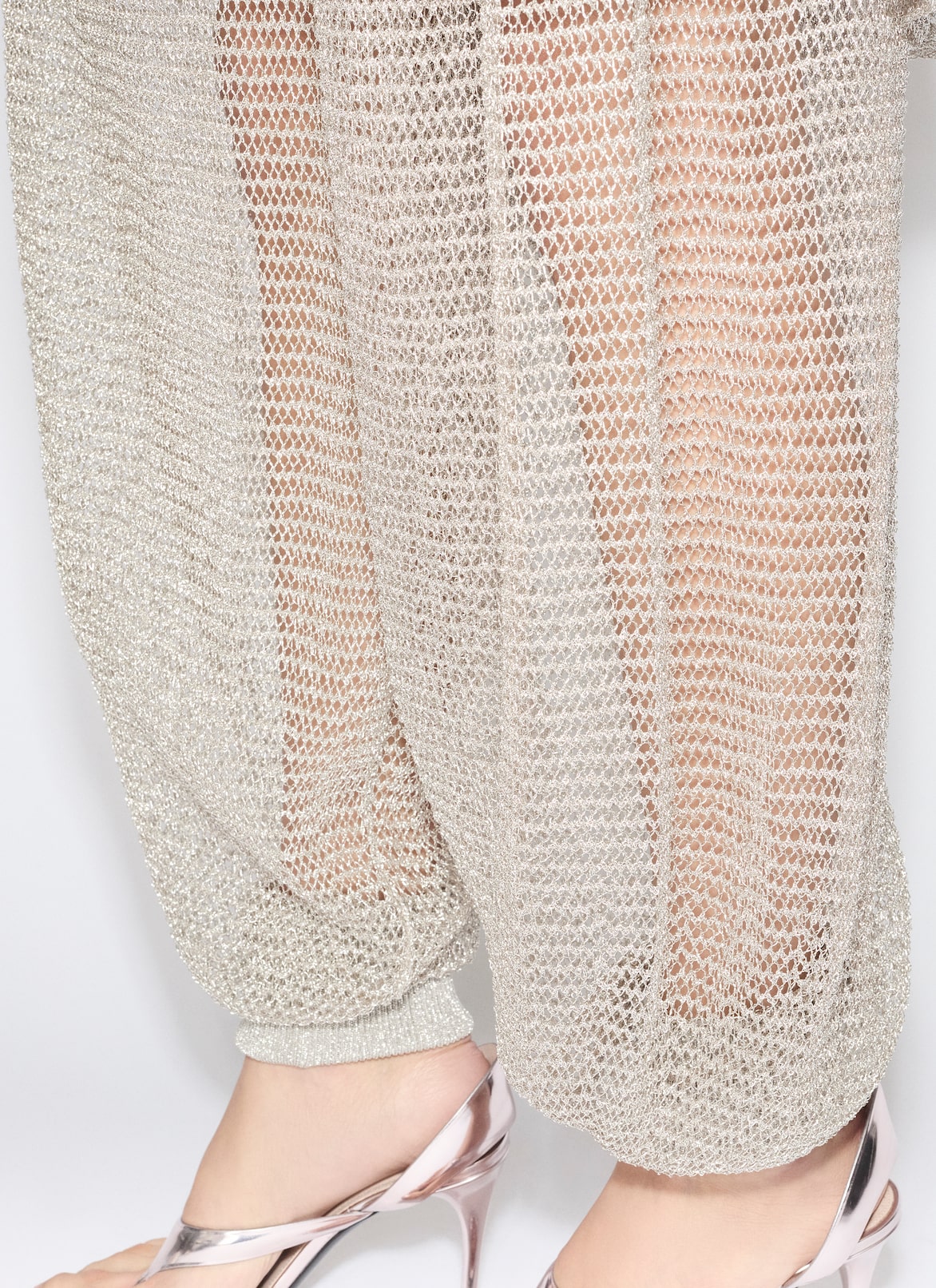 MESH KNIT BALLOON PANTS ALAÏA SILVER MESH KNIT BALLOON PANTS